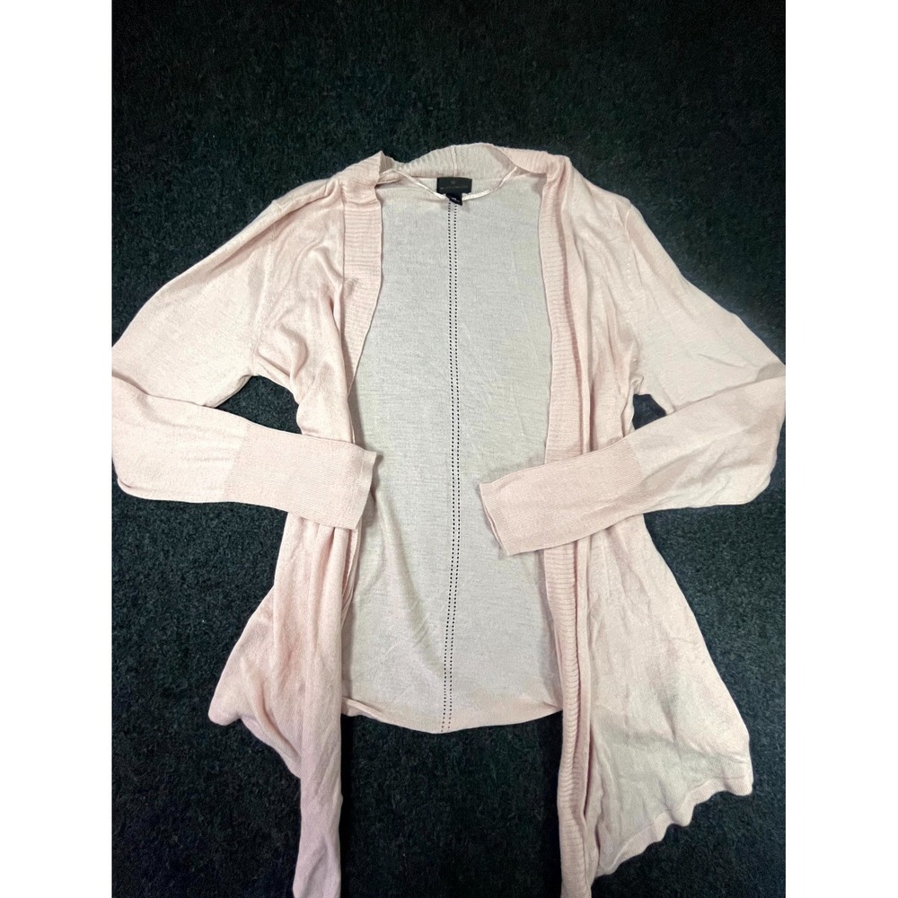 Worthington Cardigan Sweater Womens Medium Blush Pink Tight Knit Open Front